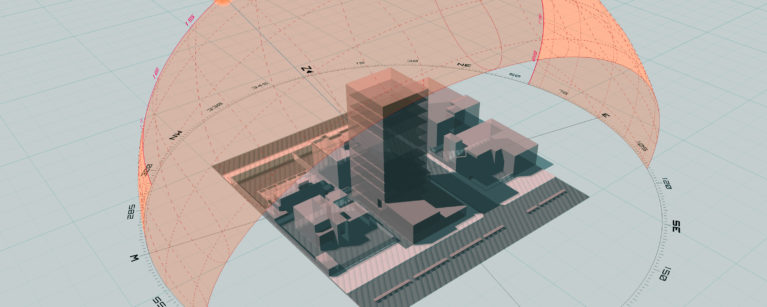 AQSO arquitectos office. Estudio del sol para una torre en Sudán usando SunPath 3D. Cálculo de sombras, posición del sol y ángulos.