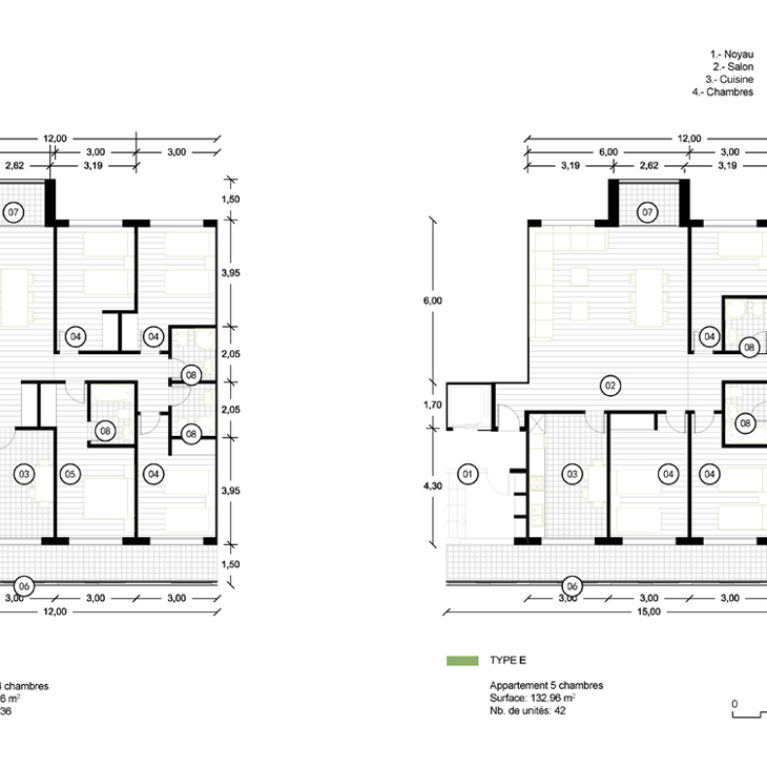 AQSO arquitectos office. The large homes with four and five bedrooms have an efficient floor plan.